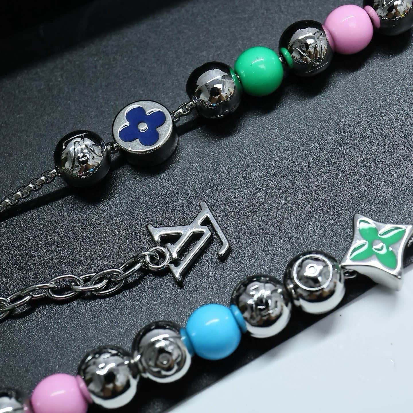 Louis Vuitton Multicolored Beaded Necklace and Bracelet Set